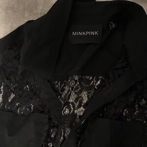 MINKPINK Black Lace Detail Robe